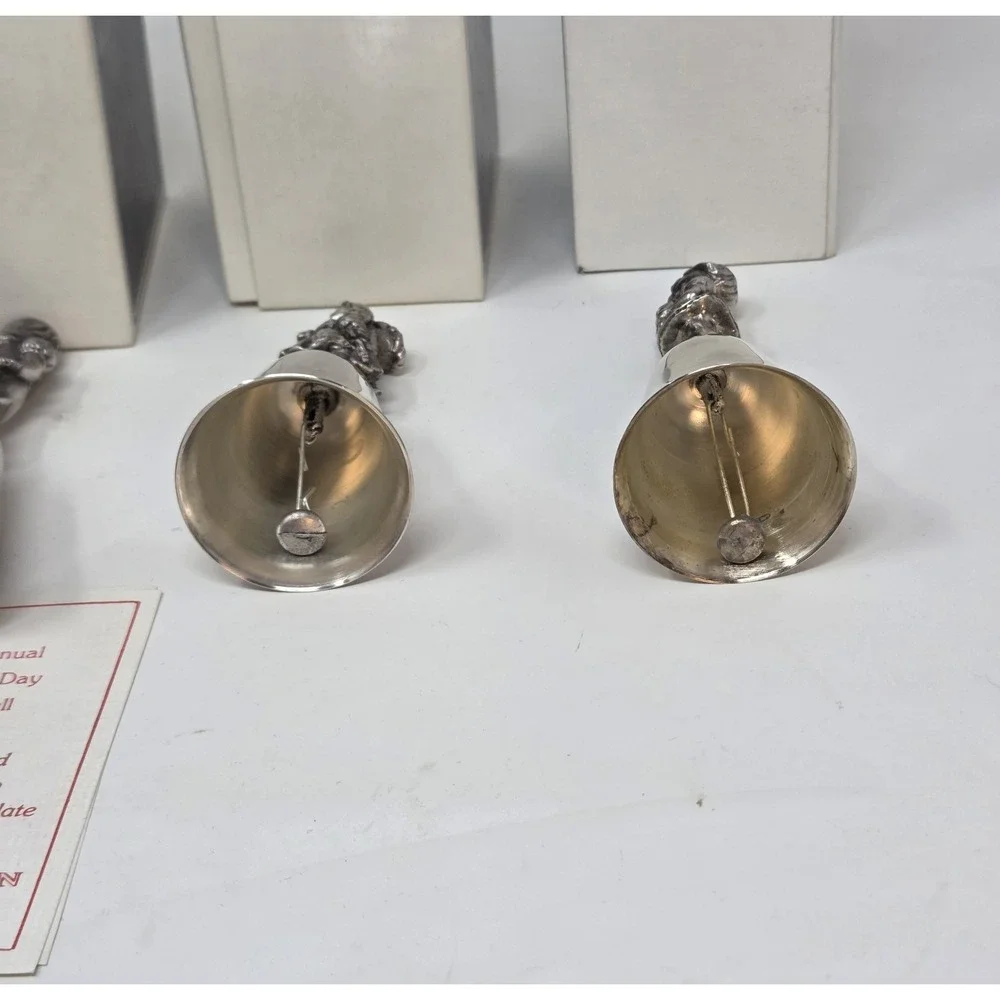 Reed‎ & Barton Silverplate Figural Bells Lot of 6 Mother's Day Easter w/ Boxes